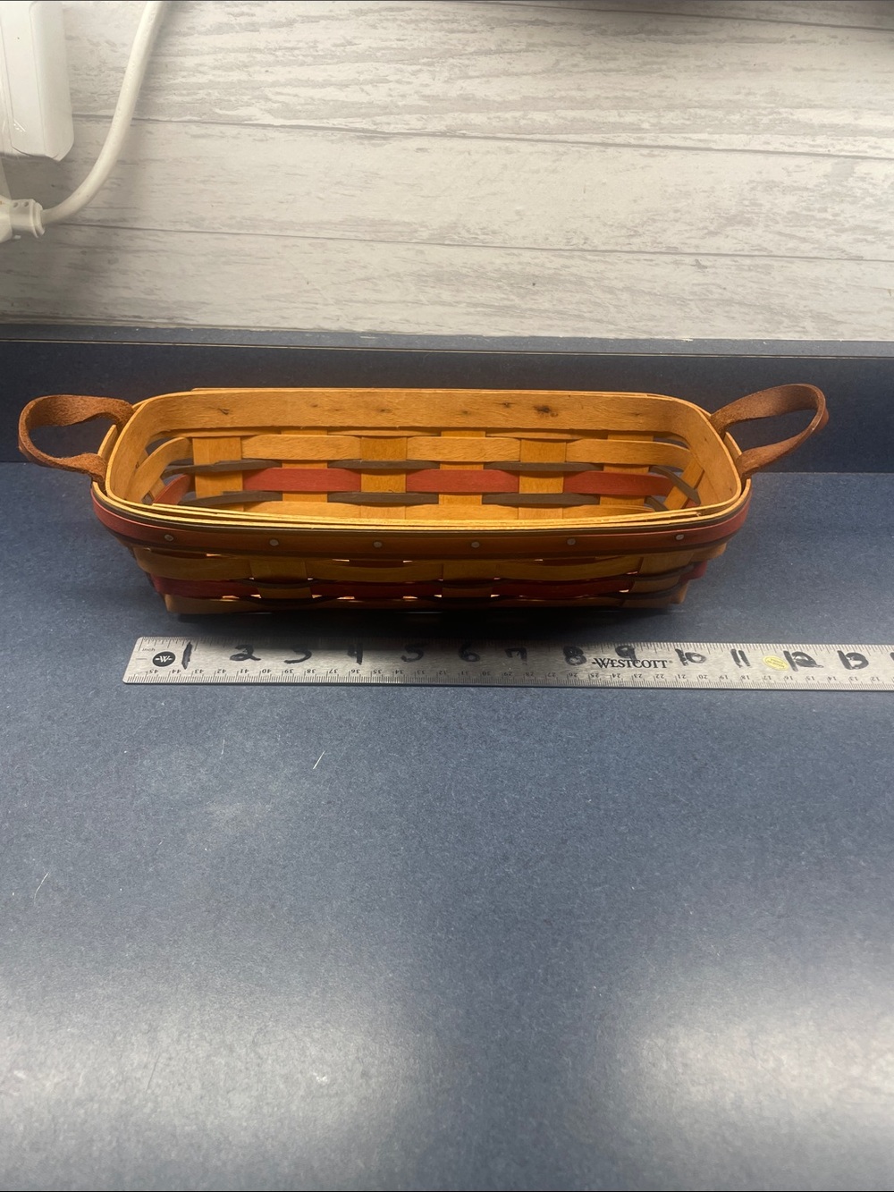 Longaberger Decorative Basket in Natural and Red 1993